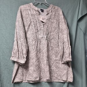 Women's Basic Edition Grey and White Patterned Top With Clear Sequins 3x